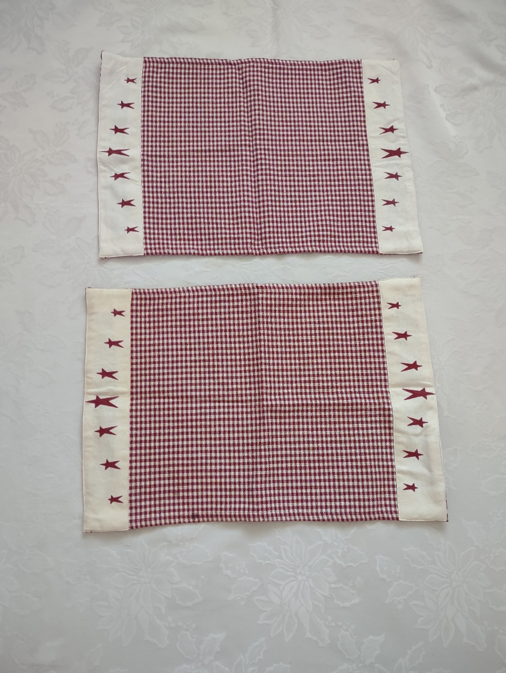 Red Gingham Stars Cotton Placemats Country Boho Stars Rustic Americana